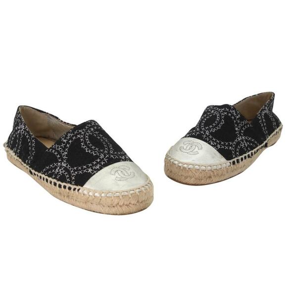 Chanel Espadrille 38 Tweed Cc Cap Toe Flats CC-S0207P-C012 - Picture 2 of 11